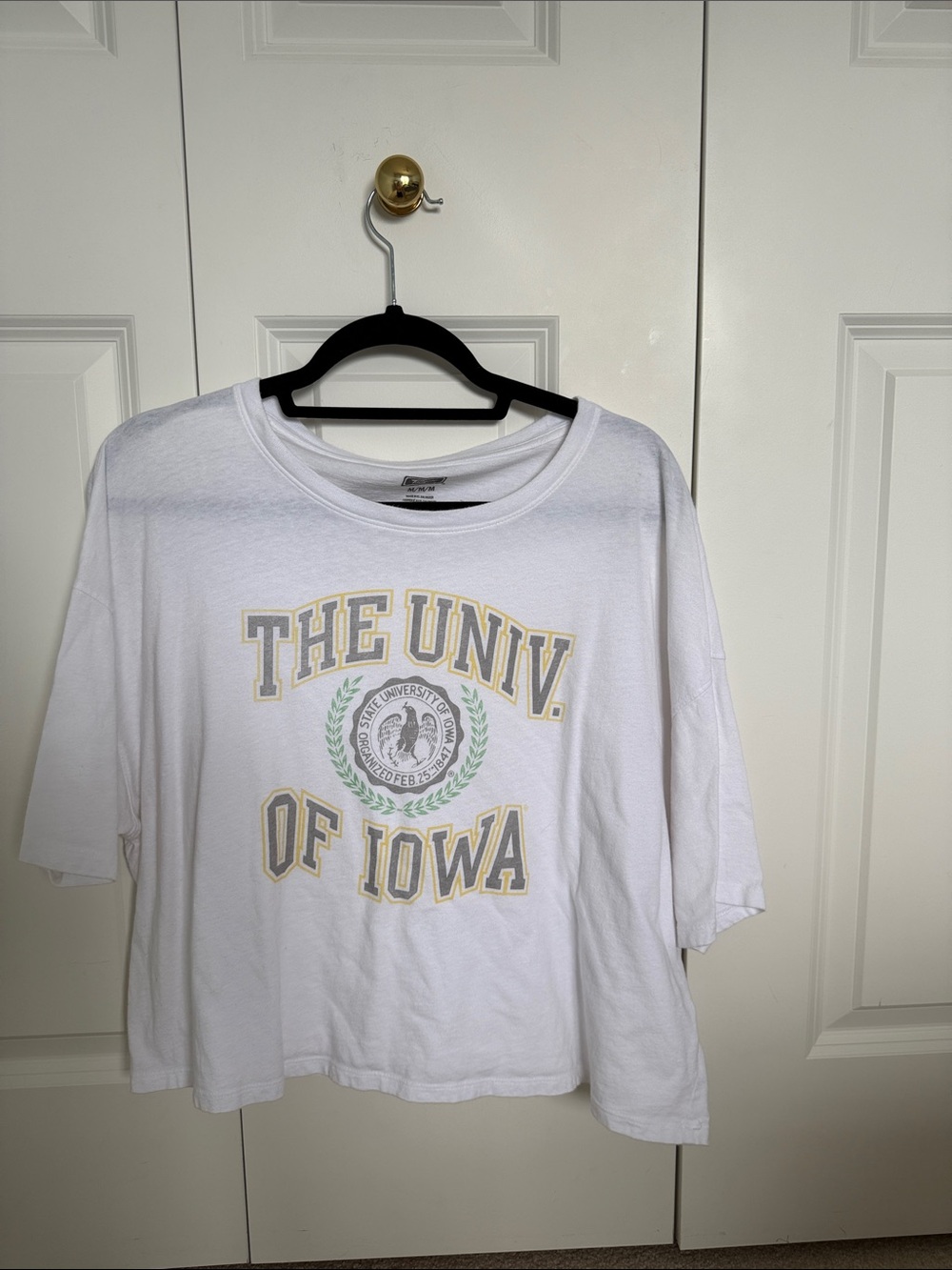 University of Iowa White Graphic Cropped Tee - Collegiate Logo